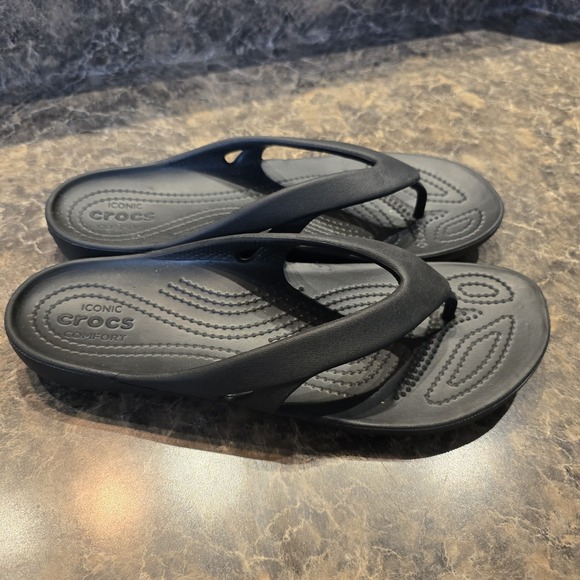CROCS Shoes - Crocs Kadee II Black Flip Flop Thong Sandals Iconic Comfort Women's Size 9